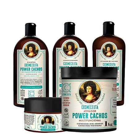 COSMECEUTA Kit Antifrizz e Definição Vegano Power Cachos - Linha Completa - Cabelos Cacheados e Crespos