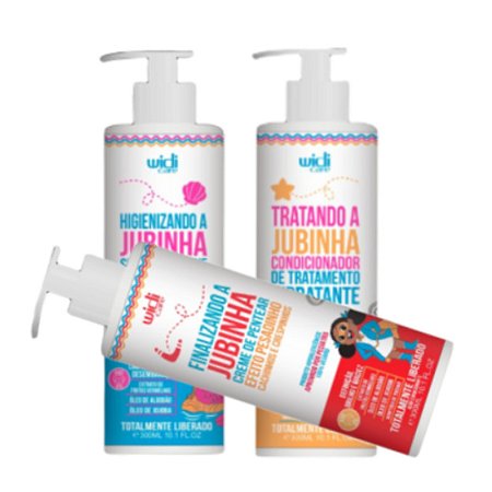 WIDI CARE Kit Pesadinho JUBINHA - Shampoo 300ml, Condicionador 300ml e Creme para Pentear 300ml - Cabelos Infantis Cacheados e Crespos