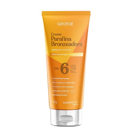 LABOTRAT Creme Parafina Bronzeadora Cenoura e Urucum FPS 6 90g - Ativa e Prolonga o Bronze
