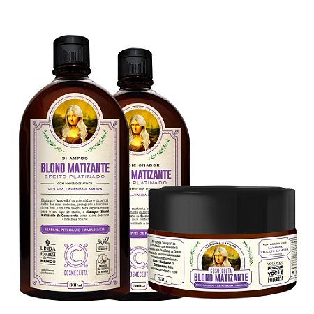 COSMECEUTA Kit Vegano Desamarelador Roxo e Hidratação Profunda Blond Matizante - Cabelos Loiros, Grisalhos e Platinados