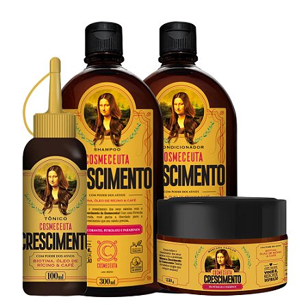 COSMECEUTA Kit Vegano Crescimento Acelerado - Linha Crescimento - Cabelos com Queda, Fios Fracos e Quebradiços