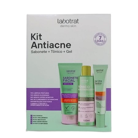 LABOTRAT Kit Antiacne - Sabonete , Tônico e Gel  - Reduz Espinhas e Oleosidade com Efeito Antimarcas