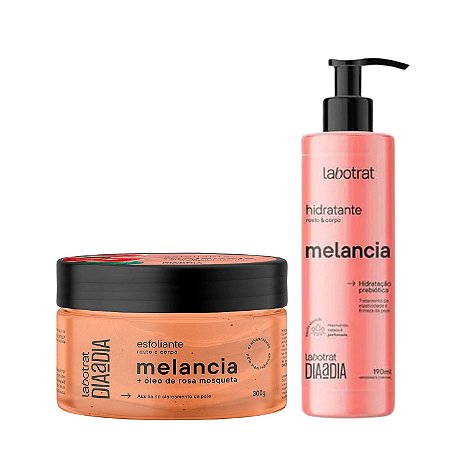 LABOTRAT Kit Esfoliação e Hidratação Melancia - Esfoliante 300g e Hidratante 190ml - Pele Lisa e Macia