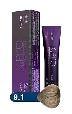 K.PRO Caviar Color Coloração Permanente 9.1 Loiro Muito Claro Acinzentado+ 60g