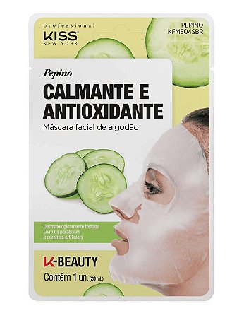 KISS NEW YORK Máscara Facial de Algodão Calmante e Antioxidante Pepino 20ml (KFMS04S)