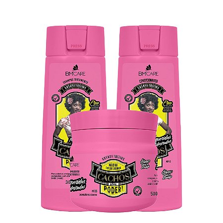 BARROMINAS Kit Nutrição e Força Cachos Têm Poder! - Shampoo, Condicionador e Máscara