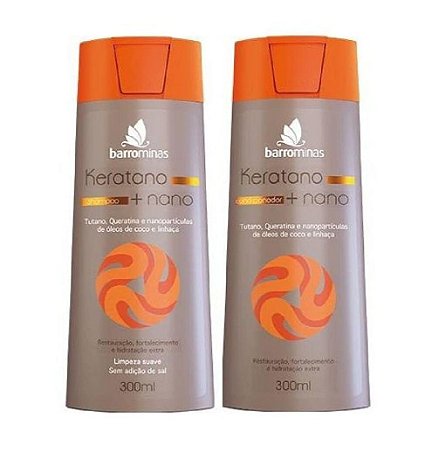 BARROMINAS Keratano + Nano Kit para Cabelos Secos e Ressecados Shampoo + Condicionador