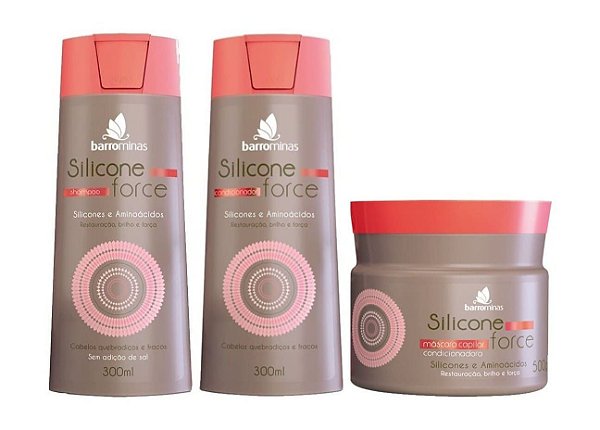 BARROMINAS Silicone Force para Cabelos Fracos e Quebradiços Shampoo + Condicionador + Máscara