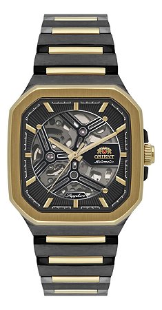 Relógio Orient Masculino Automatico Dourado Nh7mm008 G1pk Preto Dourado-escuro