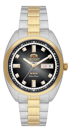 Relógio Automático Orient 3 Estrelas Heritage Aço Inox Preto Prateado Dourado