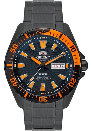 Relógio Orient Masculino Automático Sea Sport 200m Com Bisel Preto E Laranja Preto/laranja