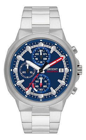 Relógio Oriente Solar Mbssc282 D1sx Prateado Azul