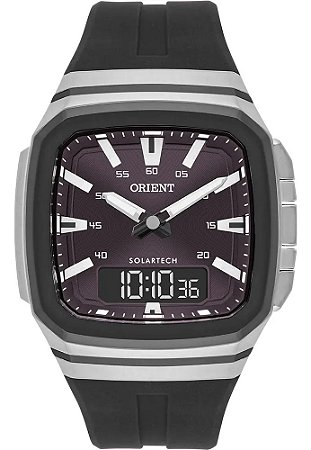 Relógio Orient Solartech Masculino Anadigi Gbspa003 Prata Prateado