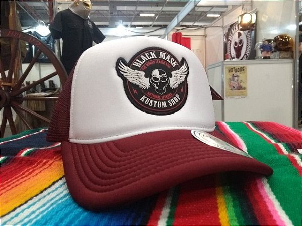 Boné Trucker Aba Curva - Black Mask Kustom Wings