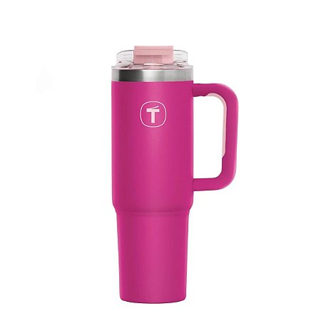 Copo Térmico Big T Com Canudo 1,1L Rosa