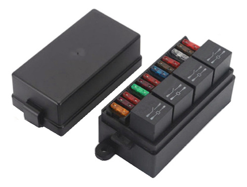 Caixa Porta Suporte Fusível 4 Reles + 12 Fusíveis Universal