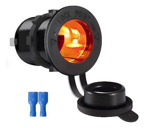 Tomada Plug P/ Acendedor Cigarro Padrão Carro Barco 12v 24v Laranja