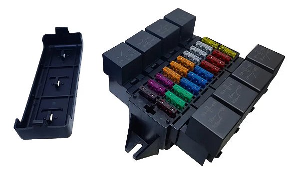 Caixa Universal Suporte 8 Reles Fusível 20 Vias Completa