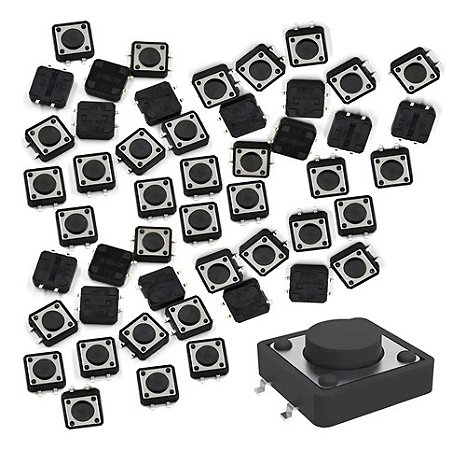 50 Peças Chave Tactil Push Button 12x12x4,3mm 4t Smd
