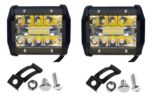 Kit 2 Farol Milha 4 Tipos De Acendimento Dual Color Strobo
