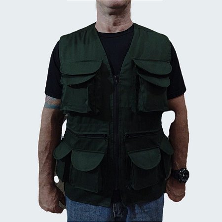 Colete Brim leve 100% Algodão - 10 Bolsos -  Forrado em acetato