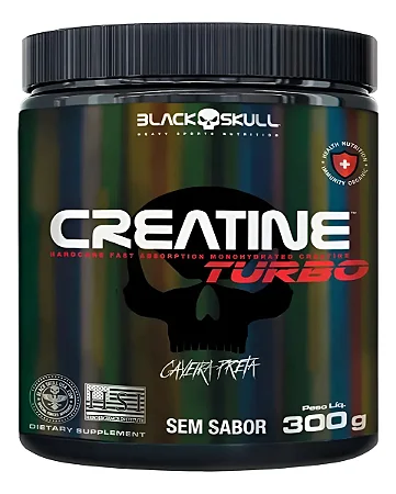 Creatina Turbo Black Skull 300g Sem Sabor