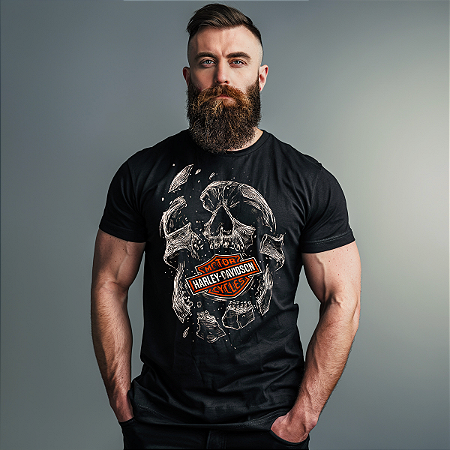 Camiseta Motorcycle Caveira e Pistões