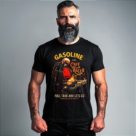 Camiseta Motorcycle Gasoline and Café Racer
