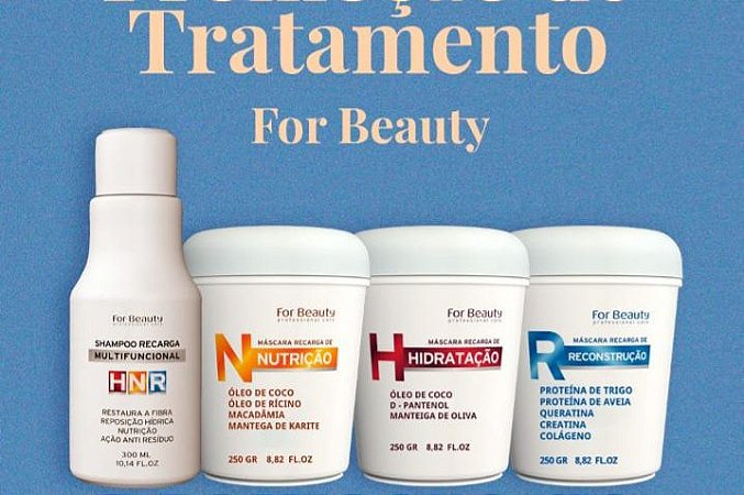For Beauty HNR - Kit Cronograma Recarga de Hidratação, Nutrição e Reconstrução (4 Produtos)