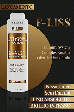 Realinhamento Capilar F-Liss Luminy Sistem For Beauty sem formol Liso 100%