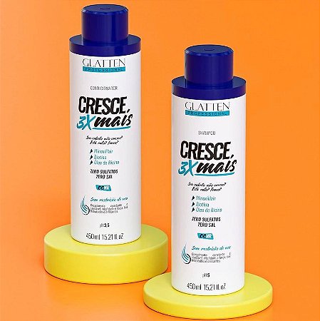 TRATAMENTO CRESCE 3X MAIS GLATTEN SHAMPOO E CONDICIONADOR 450ML