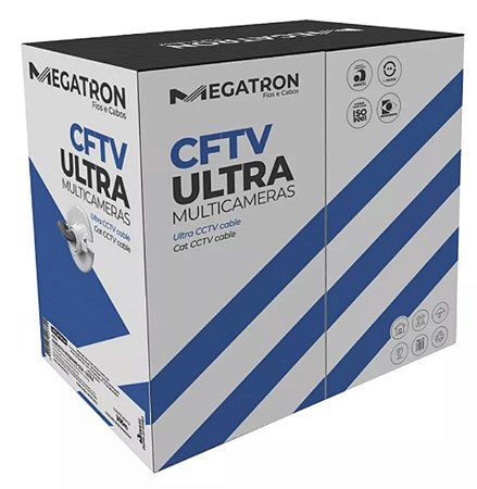 Caixa De Cabo Cftv CCA Cat5 Certificado 300m Azul Megatron