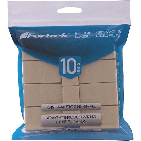 Emenda Para Cabo De Rede Rj45 8P8C Fêmea Fortrek-10 Peças