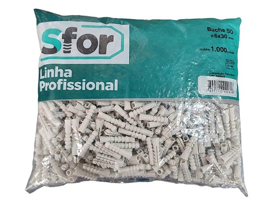 1000 Buchas Plástica Sd 6mm Tijolinho/concreto Sfor