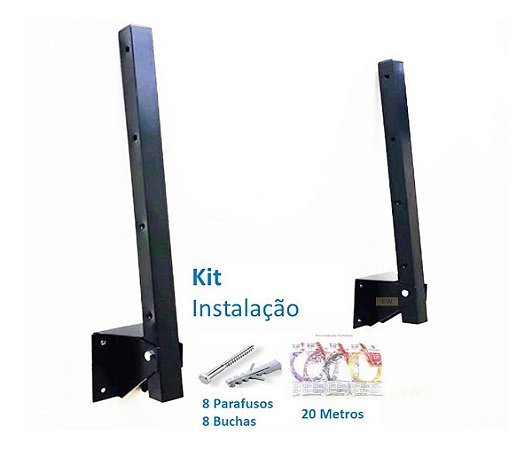 Suporte Varal Dobrável Aço Reforçado Preto+acessórios-1 Par.