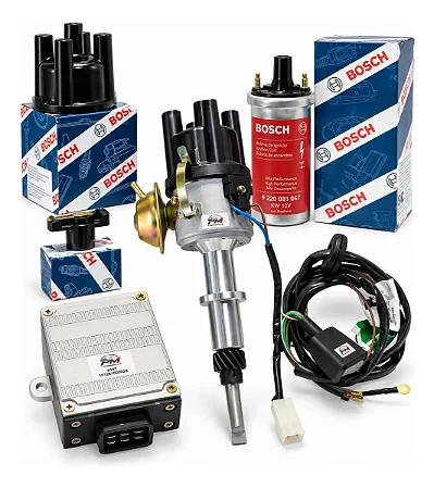 Kit Ignição Eletronica Opala 4cc Tampa+rotor+bobina Bosch