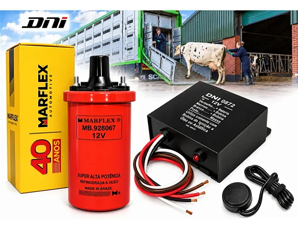 Kit Modulo Rele 12v Choque Boi Boiadeiro Bobina E Botão