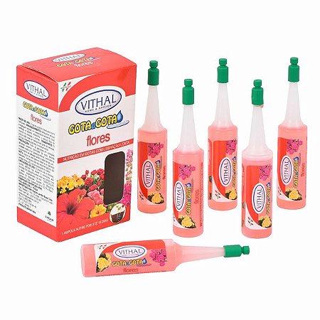FERTILIZANTE VITHAL GOTA A GOTA PARA FLORES COM 6 AMPOLAS DE 32ML