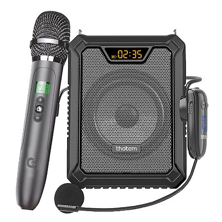 Amplificador de Voz Portátil Profissional - THOTEM A40 + 3 Microfones e Potência 30W - Kit do Professor