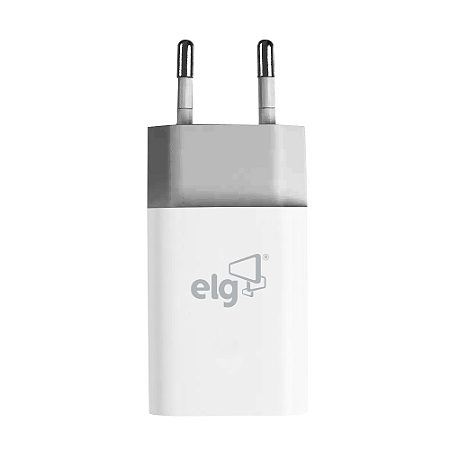 Carregador de Parede ELG Universal W124C, 1 Porta USB Tipo-C e 1 Porta USB A 2.1A, Branco Bivolt