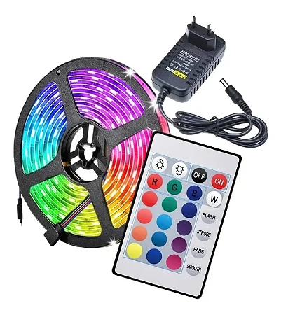 FITA LED COM CONTROLE E FONTE LED RGB 5050 IP65 5 METROS