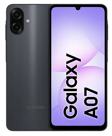 Smartphone Samsung Galaxy A07 256GB, 8GB, Câmera 50MP, Tela 6.7", Proteção IP54, Processador 6nm (Preto)