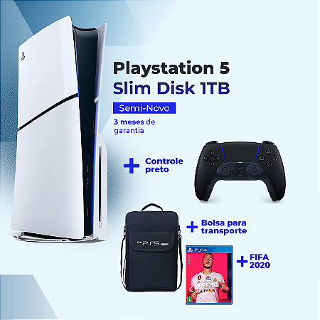 Console Sony PlayStation®5 Slim Disk 1TB SSD + 1 Controle + 1 Jogo Fifa 2020 - Semi Novo Com Bolsa Para Transporte