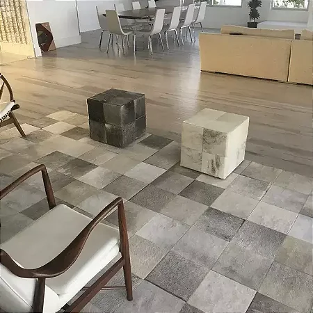Tapete de couro Luxo Cinza gris placa 20x20cm Nobre couros