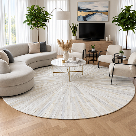 Tapete de couro Redondo Luxo London Offwhite - Nobre Couros