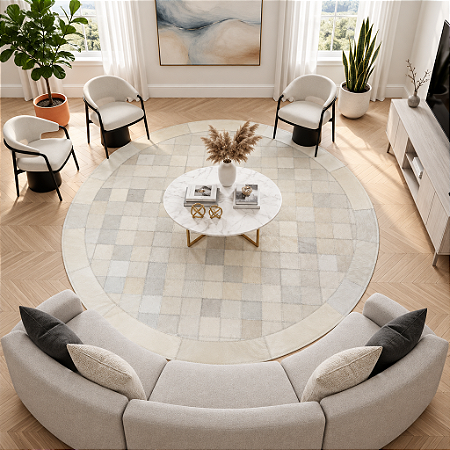 Tapete de couro Redondo Milano offwhite-Nobre couros