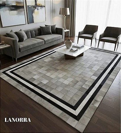 Tapete de couro LONARRA Quadriculado Griss- Nobre couros