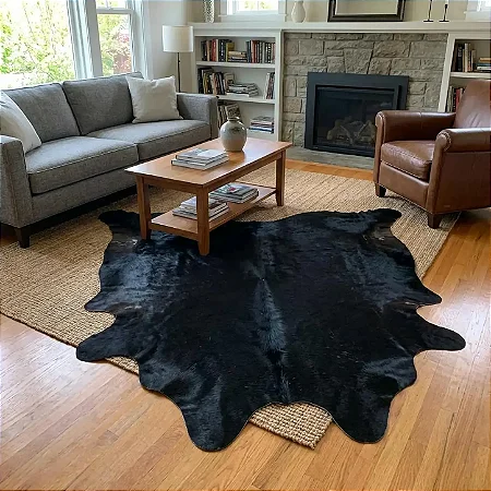 Tapete de couro Bovino Preto Angus 1,90x2,10m-Nobre couros