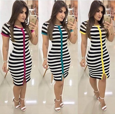 vestido com listras