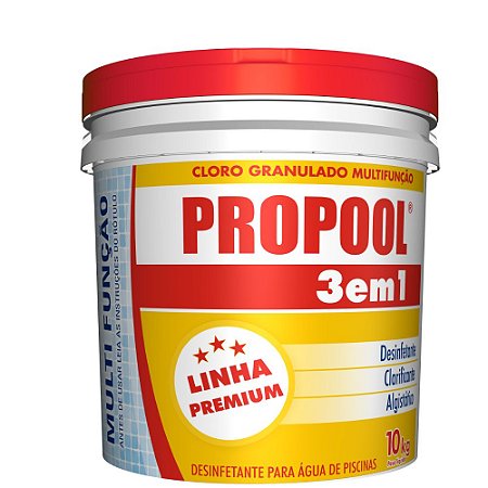 HIDROALL PISCINAS CLORO GRANULADO PROPOOL DICLORO ESTABILIZADO 3 EM 1 - 10 KGS